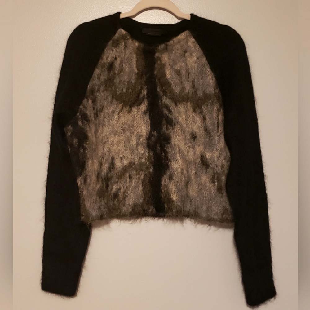Alexander Wang Designer Black & Gray Mohair Wool Sweater Small Made in Italy